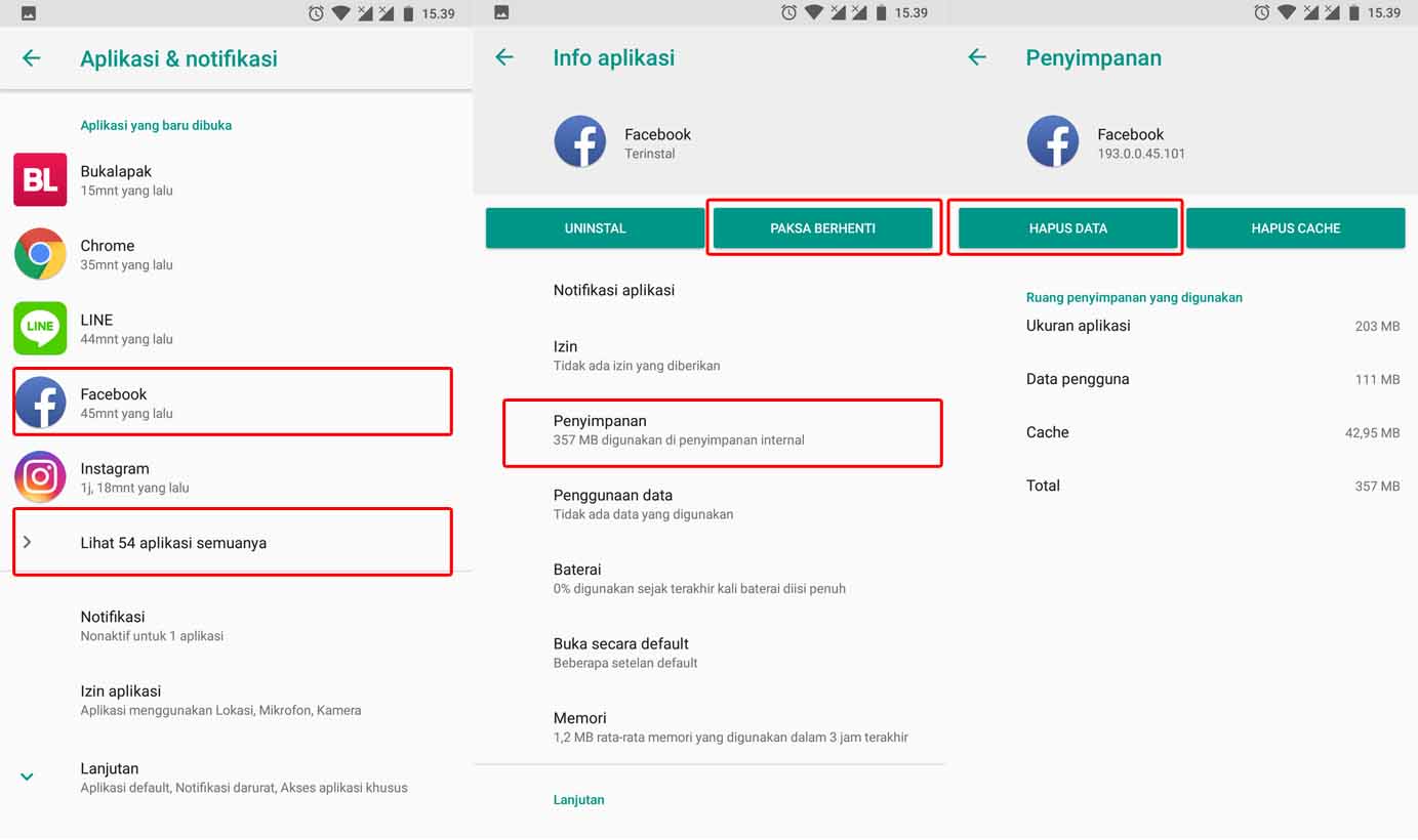 Cara Mengatasi Facebook Tidak Bisa Dibuka di Android - Paksa Berhenti dan Hapus Data